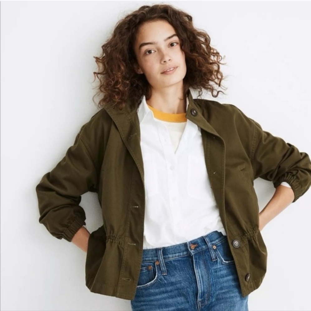 Madewell Women's Highbury Military Light Weight Jacket in Olive Green Size Small